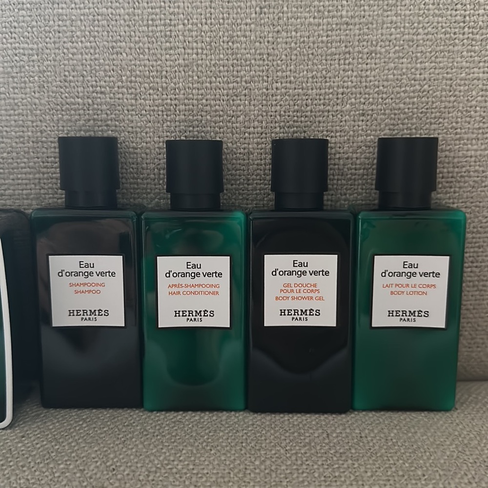 Hermes Green Eau D’Orange Verte Travel Shampoo Conditioner Body Wash Lotion NWT